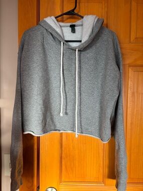 Wild Fable Gray Cropped Drawstring Hoodie